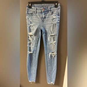 American Eagle Outfitters Light Blue Distressed Skinny Jeans